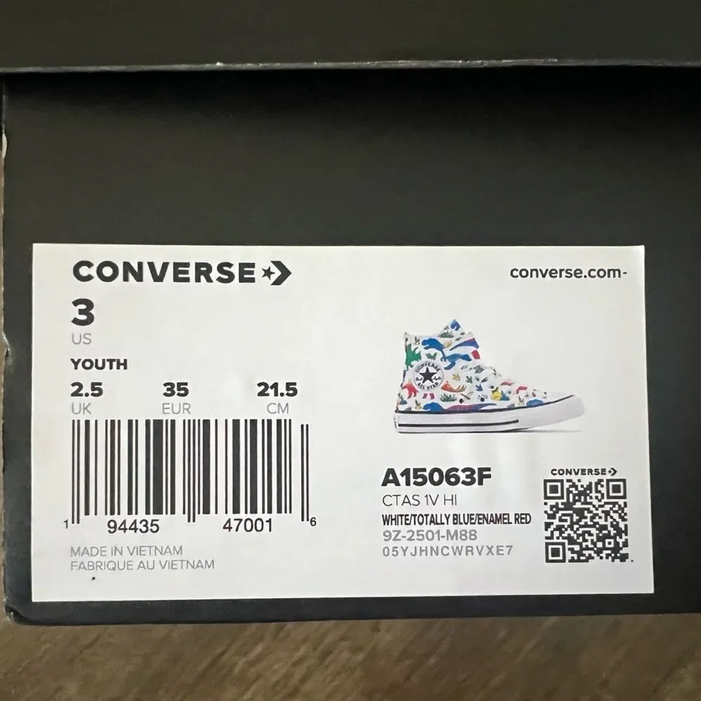 Converse Chuck‎ Taylor All Star Dino Party Easy-On Boys Sneakers- Size 3